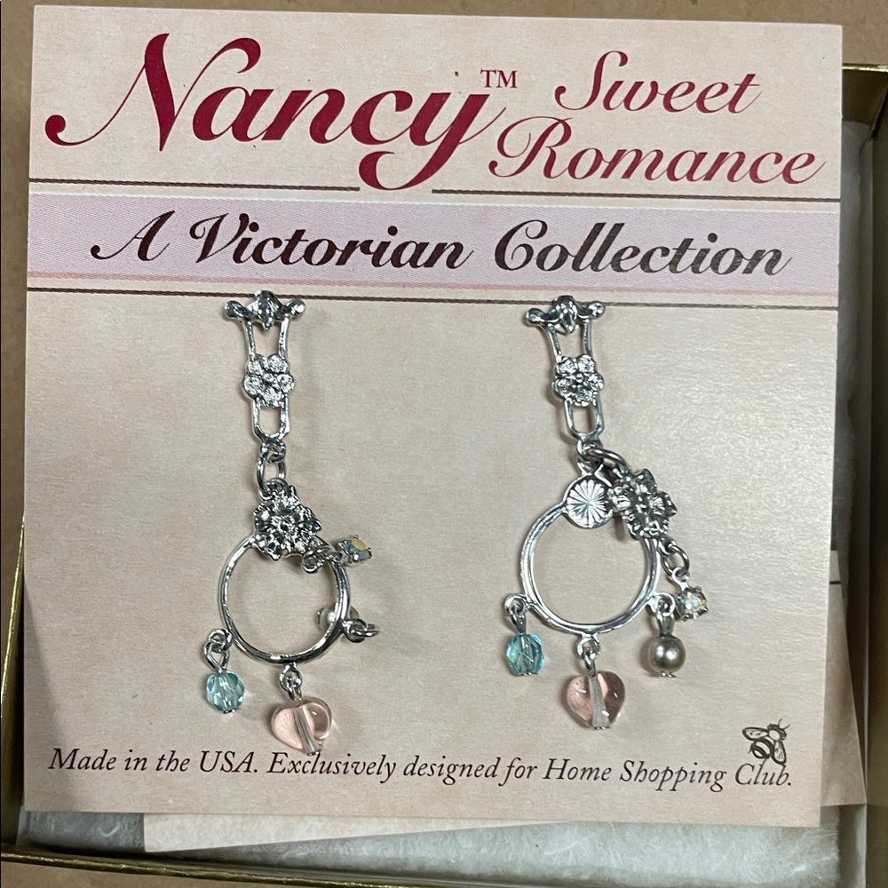 Sweet Romance Silver Earrings with Pink and Blue Accents